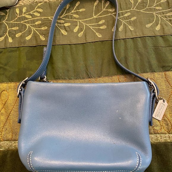 Vintage Coach Leather Blue Mini Bag - Picture 1 of 5